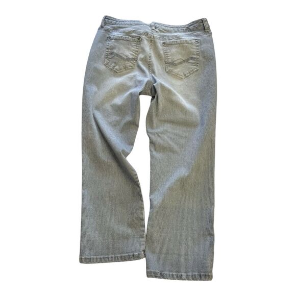 Code Bleu Women’s Jeans Stretch Light Wash Blue Railroad Striped Ankle Pants - Picture 2 of 10